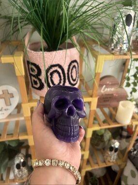 Handheld Purple Skull Candle